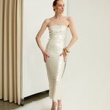 PHOENIX STRAPLESS IN ANÉMONES BLANCHES