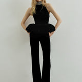 HEMINGWAY PEPLUM TOP IN IMPÉRIAL NOIR