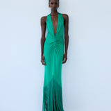 DIDYMA MAXI FRINGE DRESS IN MALACHITE