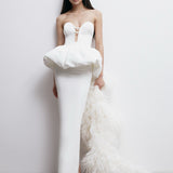 LIA PEPLUM DRESS IN TEMPLE WHITE