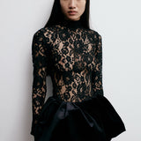 CATROUX MINI PEPLUM DRESS IN DERRIÈRE NOIR