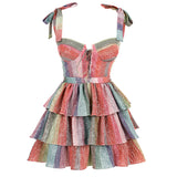 LILY ROSE IN RAINBOW WAVES mini elbise, yaz etkinlikleri için ideal şık bir seçim.